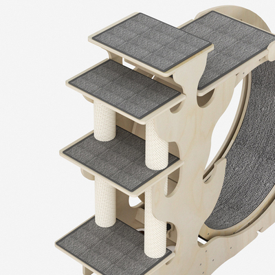 Mantenere in forma i vostri animali da compagnia In legno massello Cat Climbing Frame con ruota da corsa e tapis roulant per cani