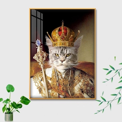 Ritratto di animali domestici in telaio in lega di alluminio personalizzato per soggiorno Spoof Cat Mural