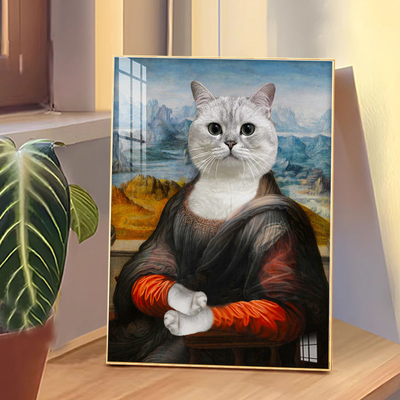 Ritratto di animali domestici in telaio in lega di alluminio personalizzato per soggiorno Spoof Cat Mural