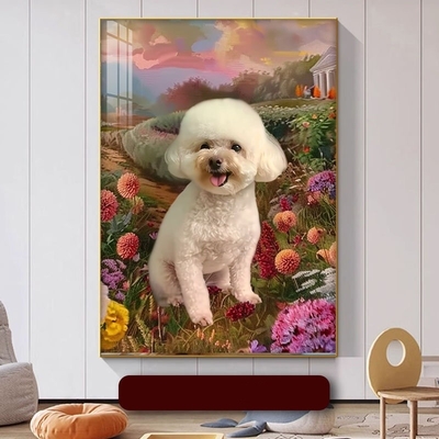Ritratto di animali domestici in telaio in lega di alluminio personalizzato per soggiorno Spoof Cat Mural
