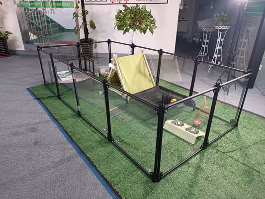 Piana da gioco per animali da compagnia distaccabile in acrilico quadrato di alluminio per casa di canile per gatti trasparente