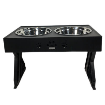 Coppe doppie in acciaio inossidabile nero per cani di grandi dimensioni senza versamento, non scivoloso, regolabile in altezza, protezione cervicale