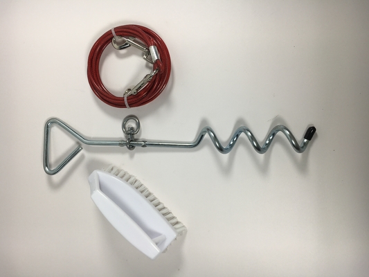 Cappello a doppia testa, gancio, filo di acciaio, corda di trazione per cani, per animali domestici, spirale, terra, chiodo, pila fissa.