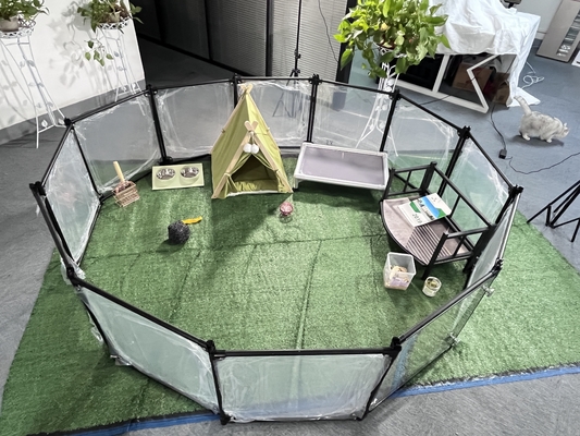Fence per cani a disegno portatile pieghevole pet playpen con pannelli acrilici rimovibili