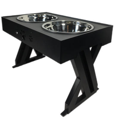 Tavolo per animali da compagnia nero Tavolo per cani in acciaio inossidabile Tavolo da bere Tavolo regolabile Tavolo da mangiare 45*26*28cm