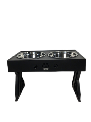 Tavolo per animali da compagnia nero Tavolo per cani in acciaio inossidabile Tavolo da bere Tavolo regolabile Tavolo da mangiare 45*26*28cm