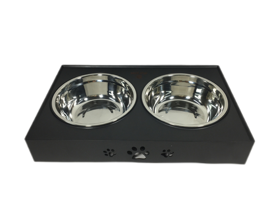 Tavolo per animali da compagnia nero Tavolo per cani in acciaio inossidabile Tavolo da bere Tavolo regolabile Tavolo da mangiare 45*26*28cm