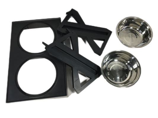 Tavolo per animali da compagnia nero Tavolo per cani in acciaio inossidabile Tavolo da bere Tavolo regolabile Tavolo da mangiare 45*26*28cm