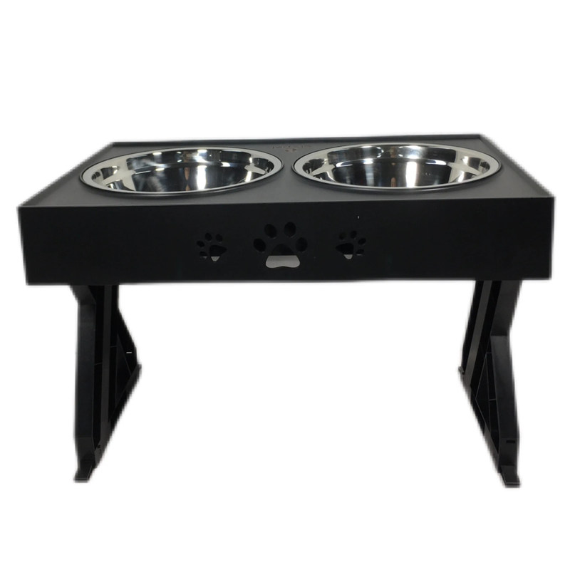Coppe doppie in acciaio inossidabile nero per cani di grandi dimensioni senza versamento, non scivoloso, regolabile in altezza, protezione cervicale