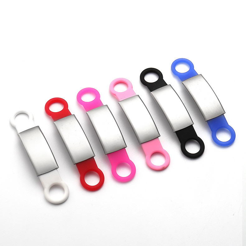Cani Slide in silicone su Dog Tag Blank Acciaio inossidabile Pet ID Tag con logo laser personalizzato