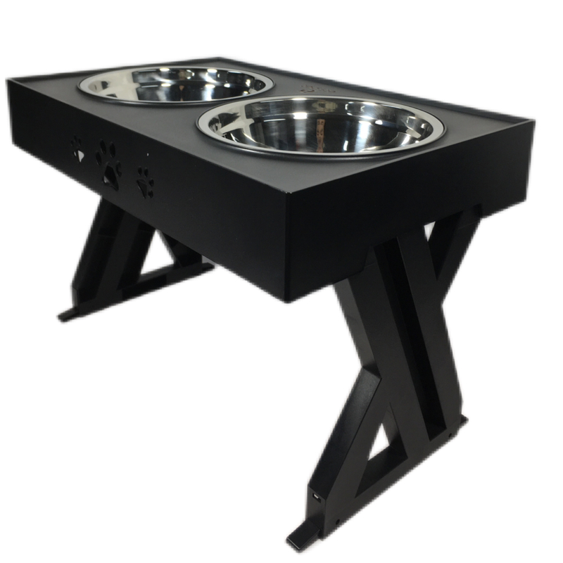 Tavolo per animali da compagnia nero Tavolo per cani in acciaio inossidabile Tavolo da bere Tavolo regolabile Tavolo da mangiare 45*26*28cm